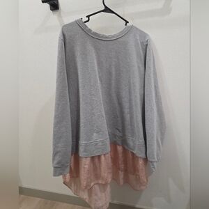 Lane Bryant Gray and Pink Top